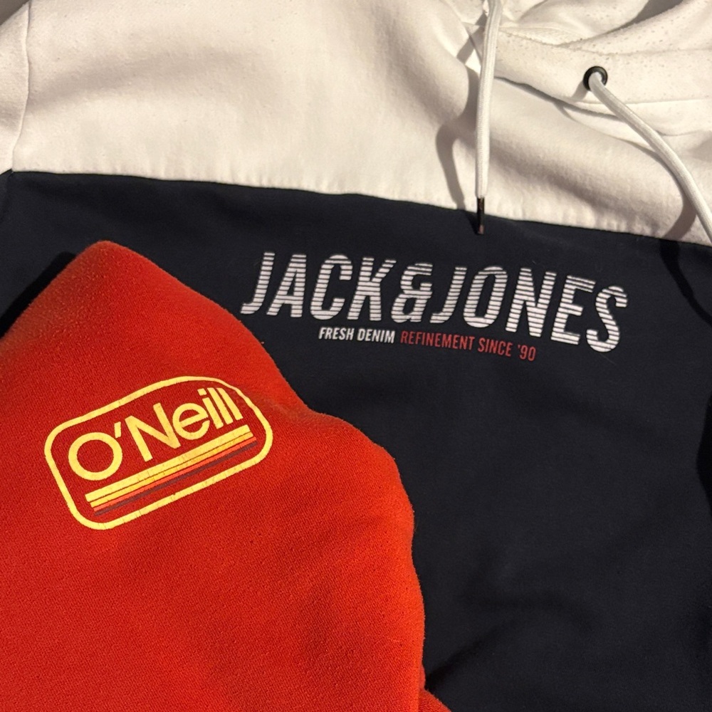 Jack & Jones Black and White Hoodie with O'Neill Red Hoodie